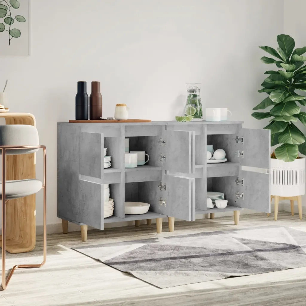 Credenze 2pz | Madia | Buffet da pranzo | Armadio da pranzo Grigio Cemento 60x35x70 cm in Legno Multistrato