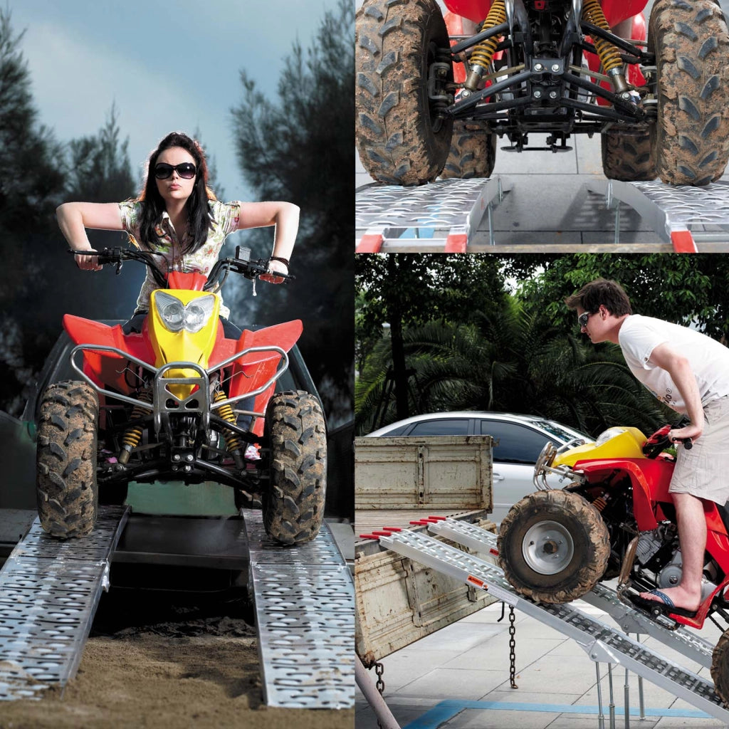 2x rampe di carico pieghevoli per moto e ATV Con piedi 226 cm In alluminio Portata max 1360 kg