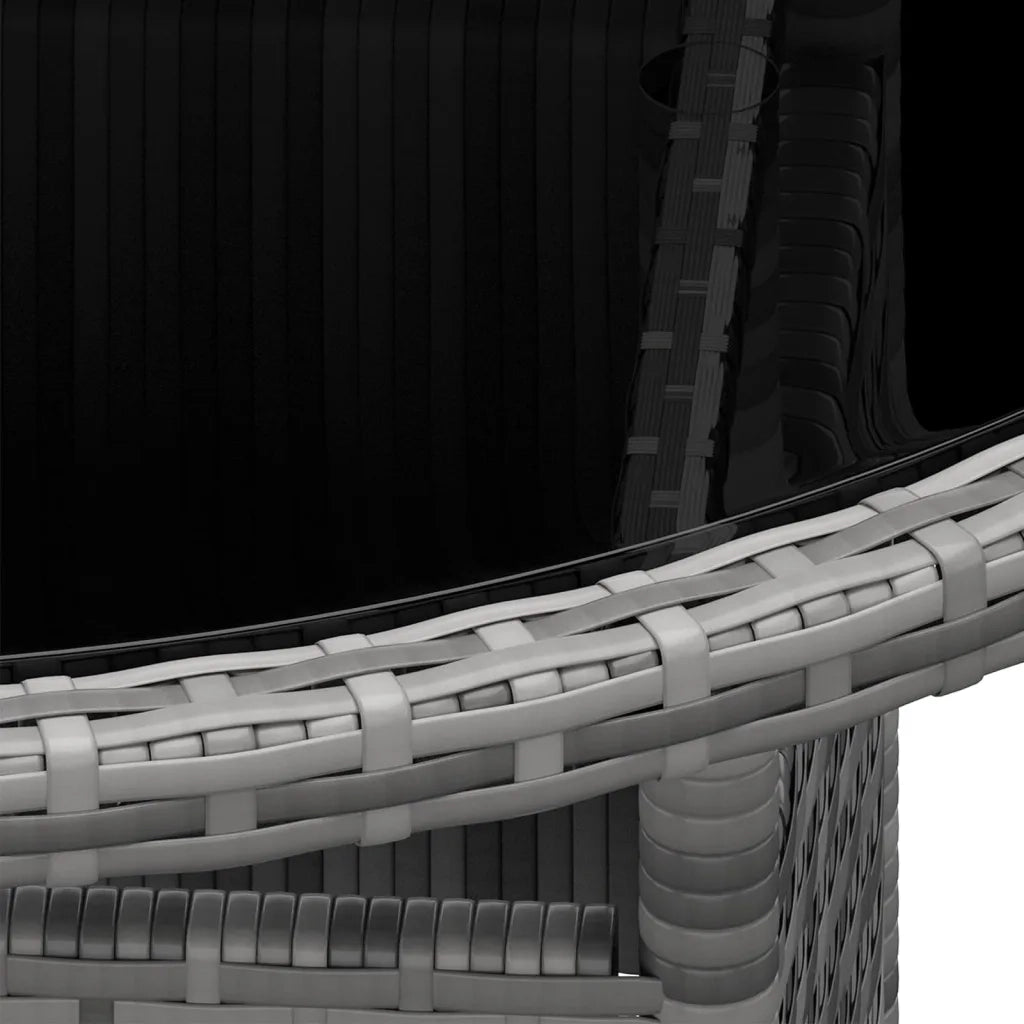 Tavolo da Giardino Ø80x75cm Vetro Temperato e Polyrattan Grigio 310606