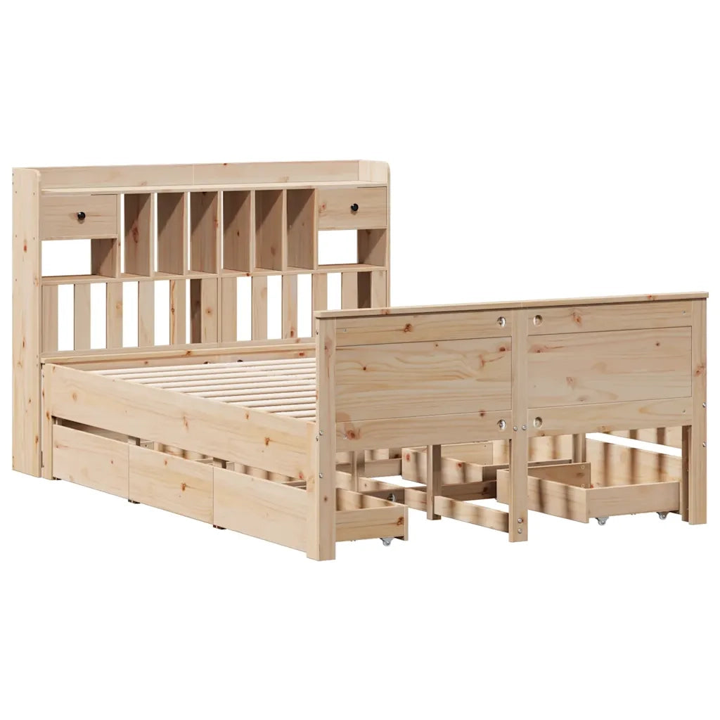 Letto Libreria senza Materasso 140x190 cm in Legno di Pino 3308933