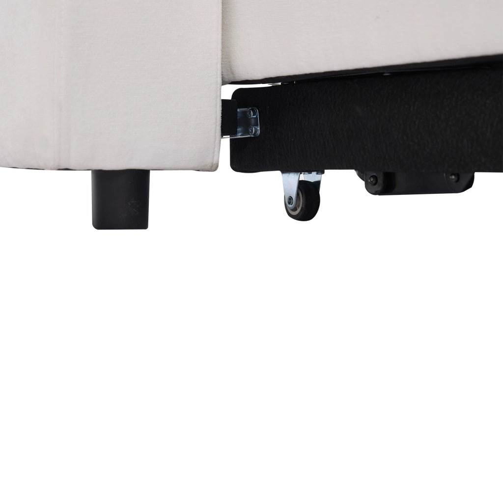 Divano letto con schienale regolabile; USB e Type-C in tessuto beige