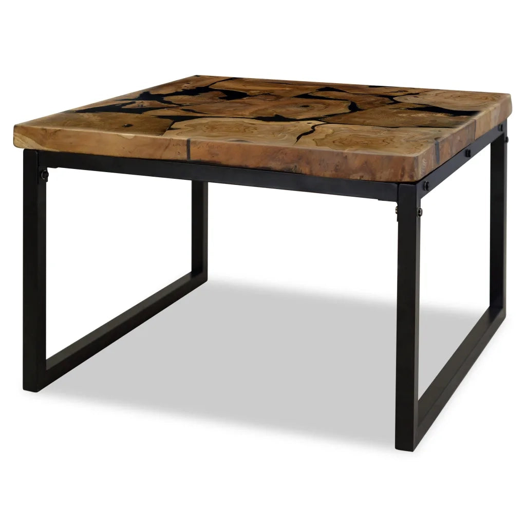 Tavolino da CaffÃ¨ in Legno di Teak e Resina 60x60x40 cm cod mxl 17833