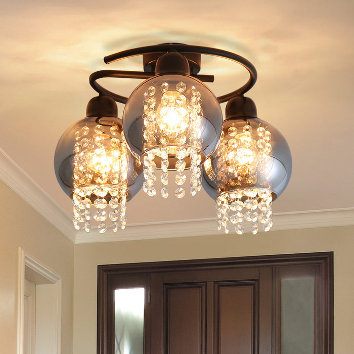 ZMH Lampada da soffitto plafoniera moderna vetro nero E27 per camera letto corridoio