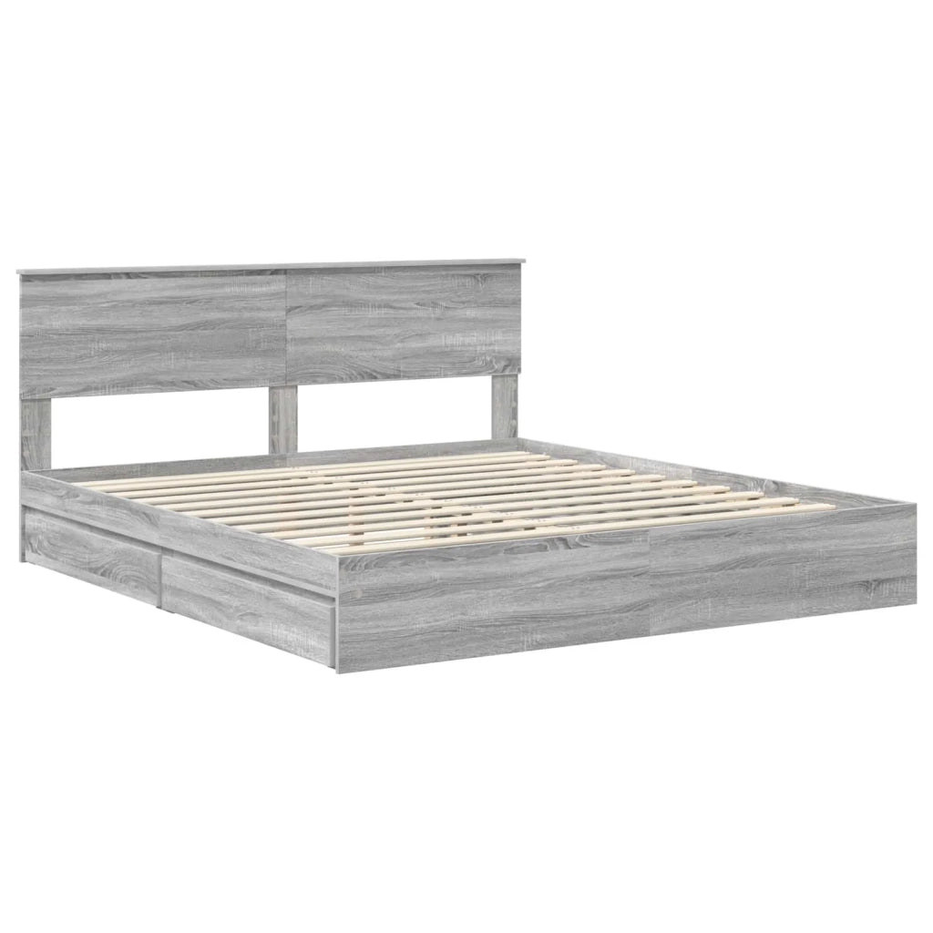 Letto con Contenitore con testiera Grigio Sonoma 180 x 200 cm