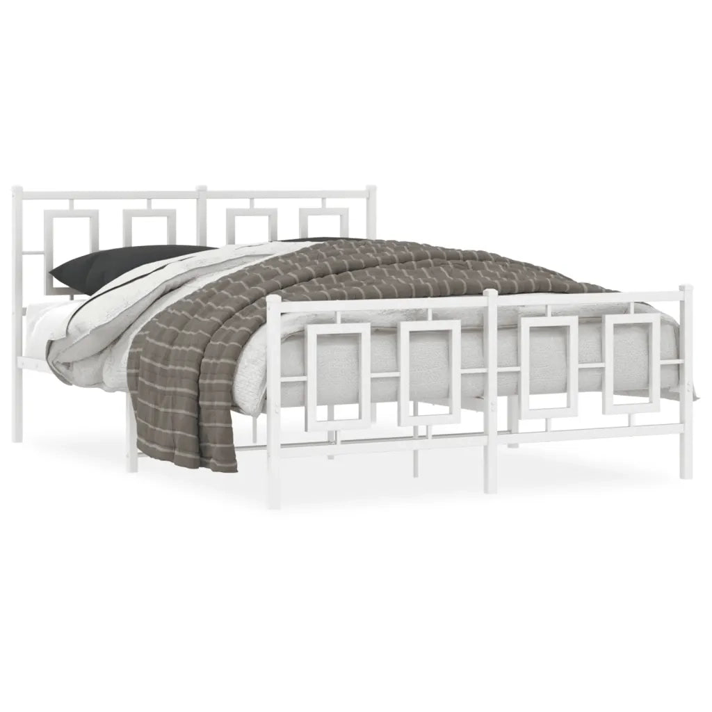 Giroletto con Testiera e Pediera-Struttura Letto Metallo Bianco 140x190 cm 528724