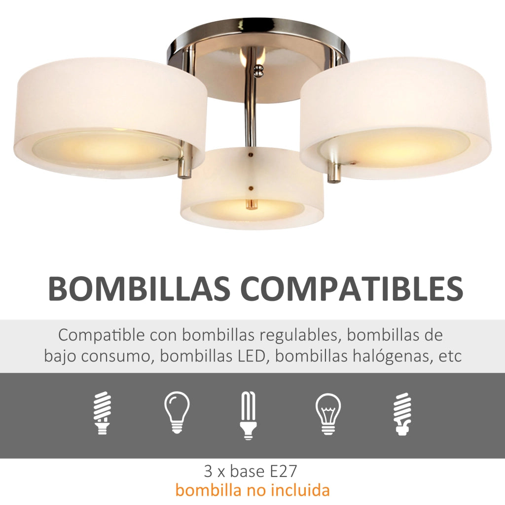 Lampadario a Sospensione E27 ¨C Xylo ¨C Paralume Acrilico Bianco per Soggiorno Camera Cucina