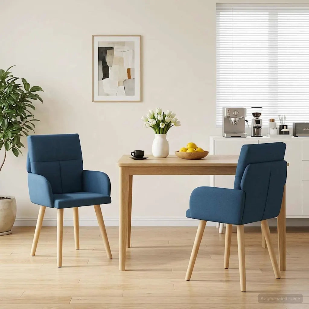 Sedie da pranzo 2 pcs Tessuto Blu 60 x 56 x 96 cm 42034365