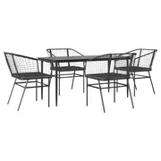 Set da Pranzo da Giardino con Cuscini 5 pz | Set Salotto da Giardino Polyrattan Vetro