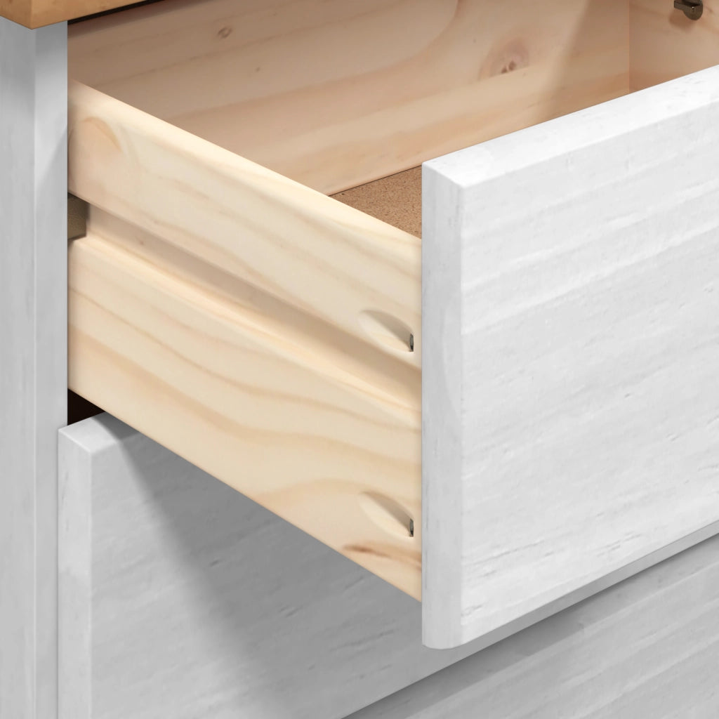 Scrivania 'ASKIM'con cassetti Bianca 95x40x75 cm in legno massello di pino