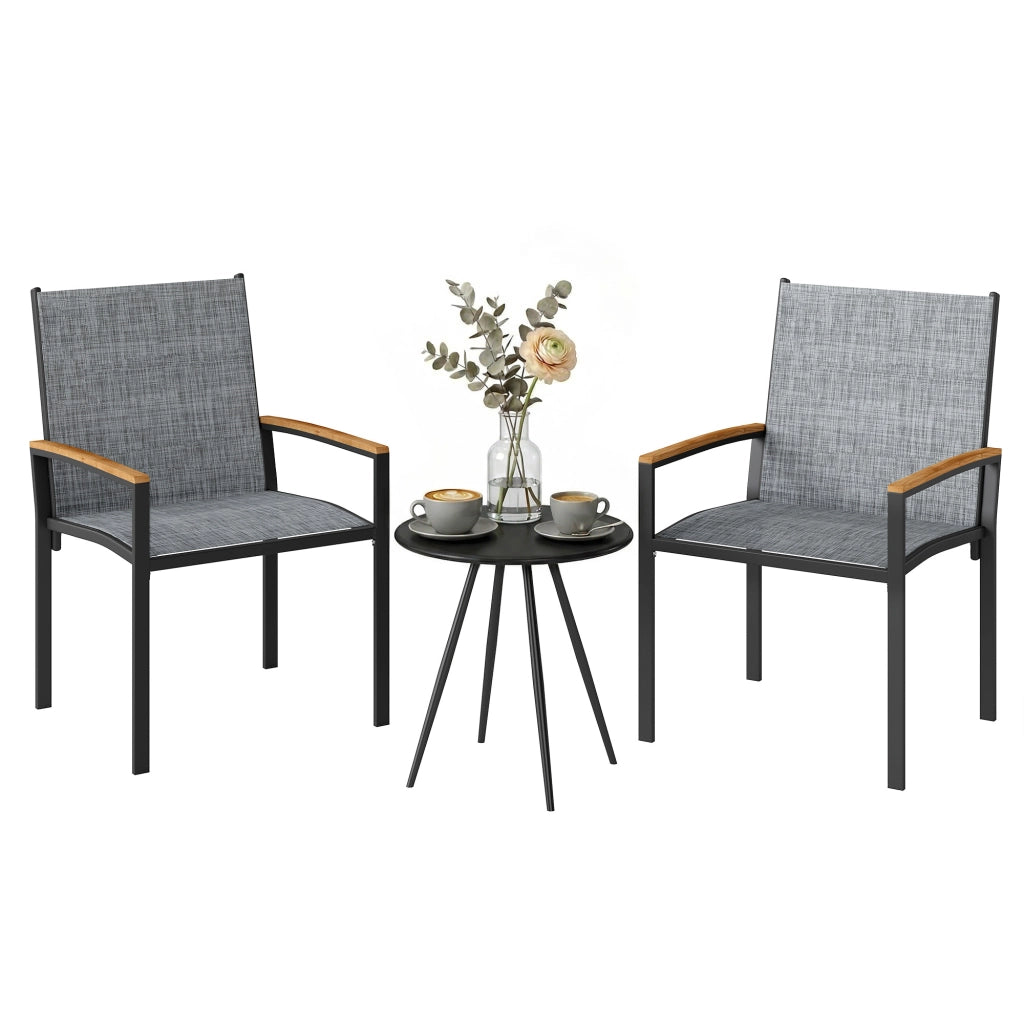 Set Bistr¨° 3 Pezzi Sedie e Tavolo ¨C Xylo ¨C Grigio Metallo Rete