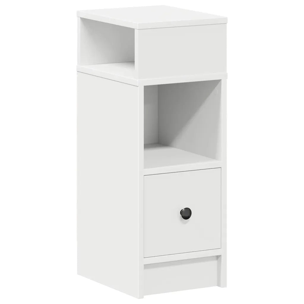 Comodino | Armadio da Notte | Mobiletto da notte con Cassetto Bianco 25x31x66 cm