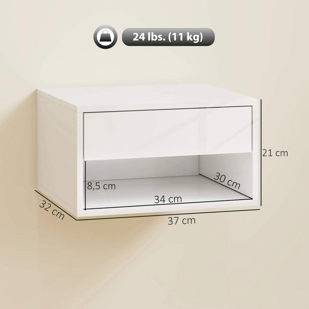 Comodini da parete ¨C zephmum ¨C 2 pezzi, bianco, 37x32x21 cm