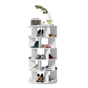 Scarpiera Girevole 5 Livelli con Scomparti; Design Minimalista; in Pannello Truciolare; 60¡Á60¡Á115 cm; Bianco