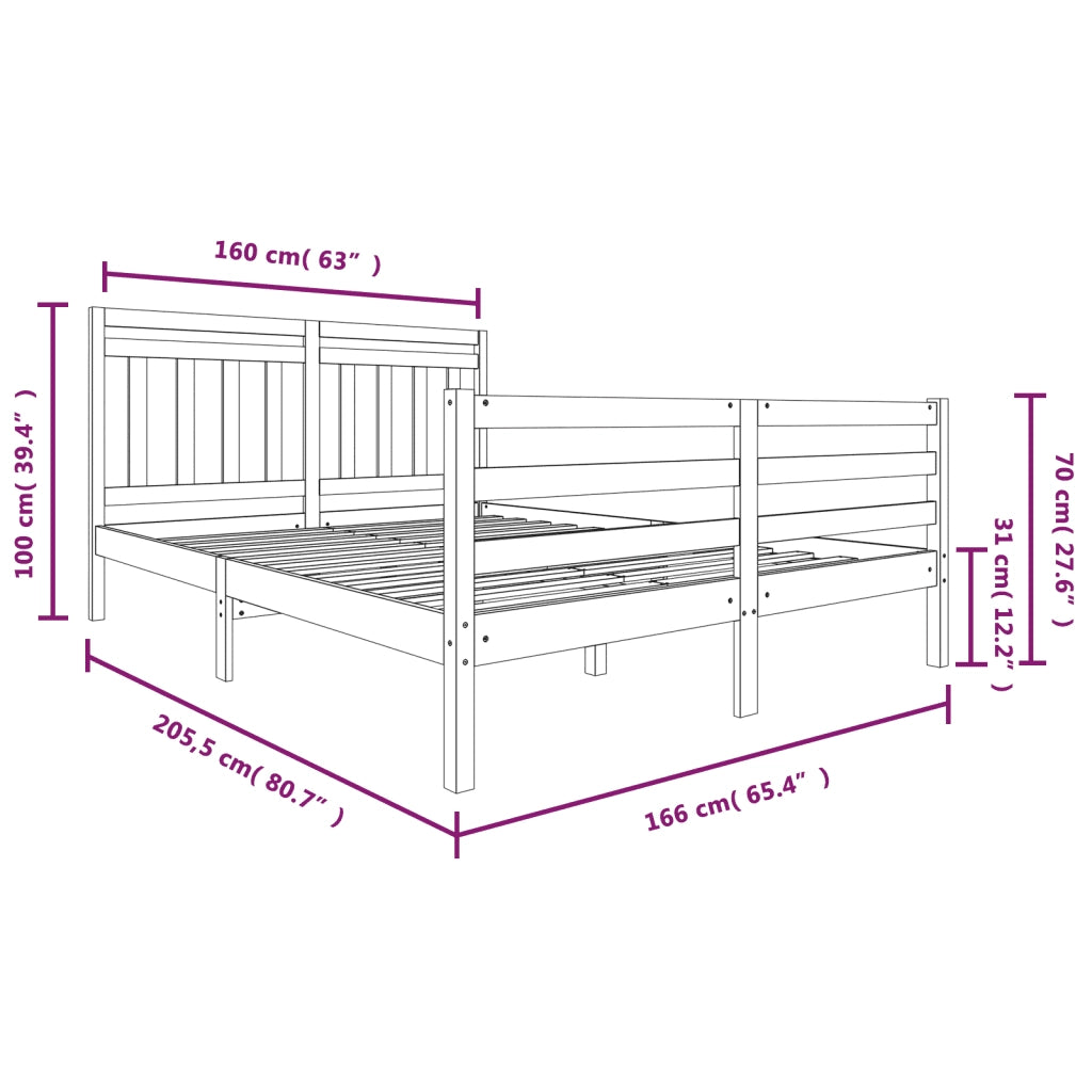 Giroletto-Struttura Letto in Legno Massello 160x200 cm 157840