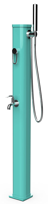 Mini Doccia Solare da Giardino 20L Miscelatore Lavapiedi e Doccetta Verde Opalino