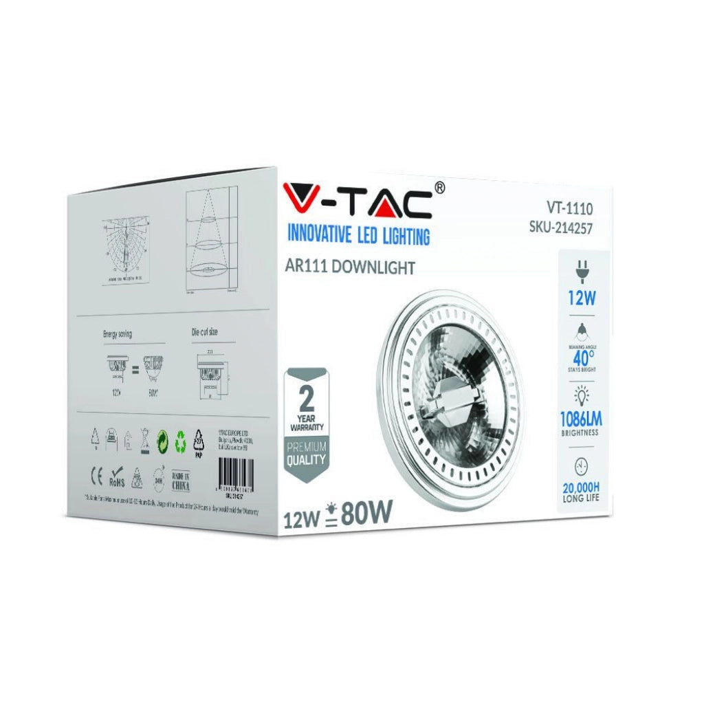 Spotlight LED - AR111 RASSEGGIO 12W 12V G53 3000K 40`
