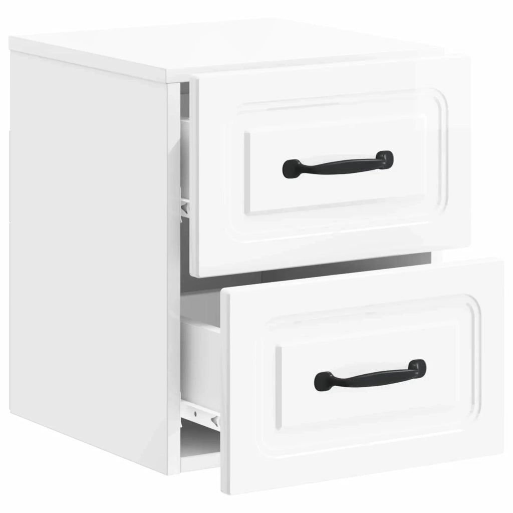 Mobiletto da notte a muro Bianco Lucido 34,5 x 33 x 40 cm 899323