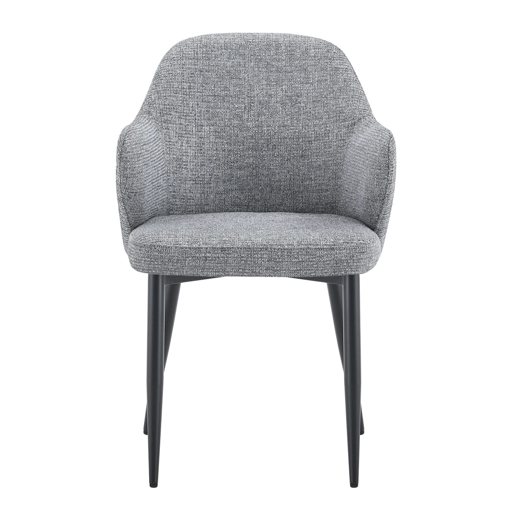Set di 2 sedie da pranzo in tessuto grigio con gambe in metallo nero e schienale avvolgente