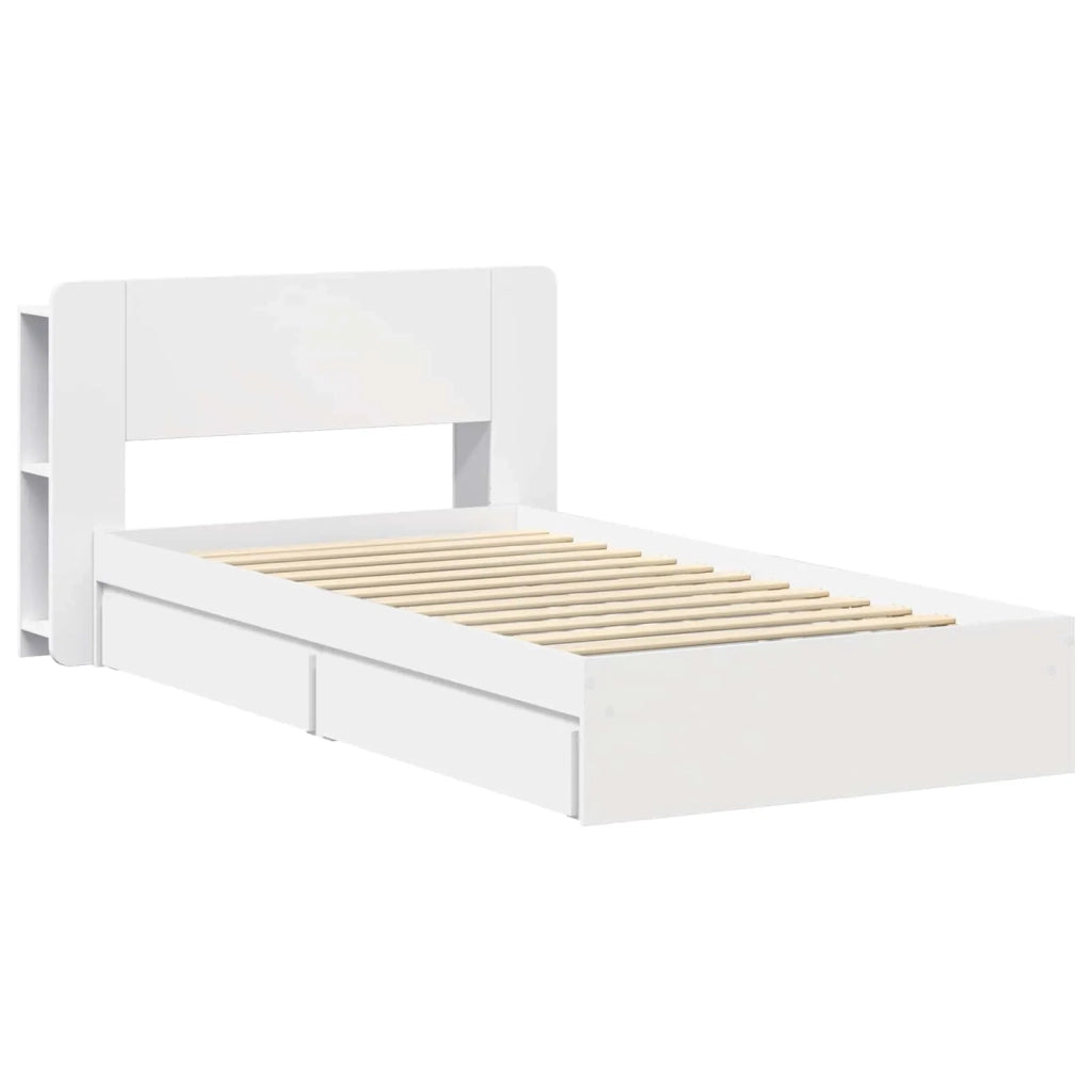 Telaio del letto con storage con cassetto Bianco 75 x 190 cm