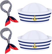 Cappello da marinaio a strisce con 2 sciarpe - costume da marinaio nautico per party e feste