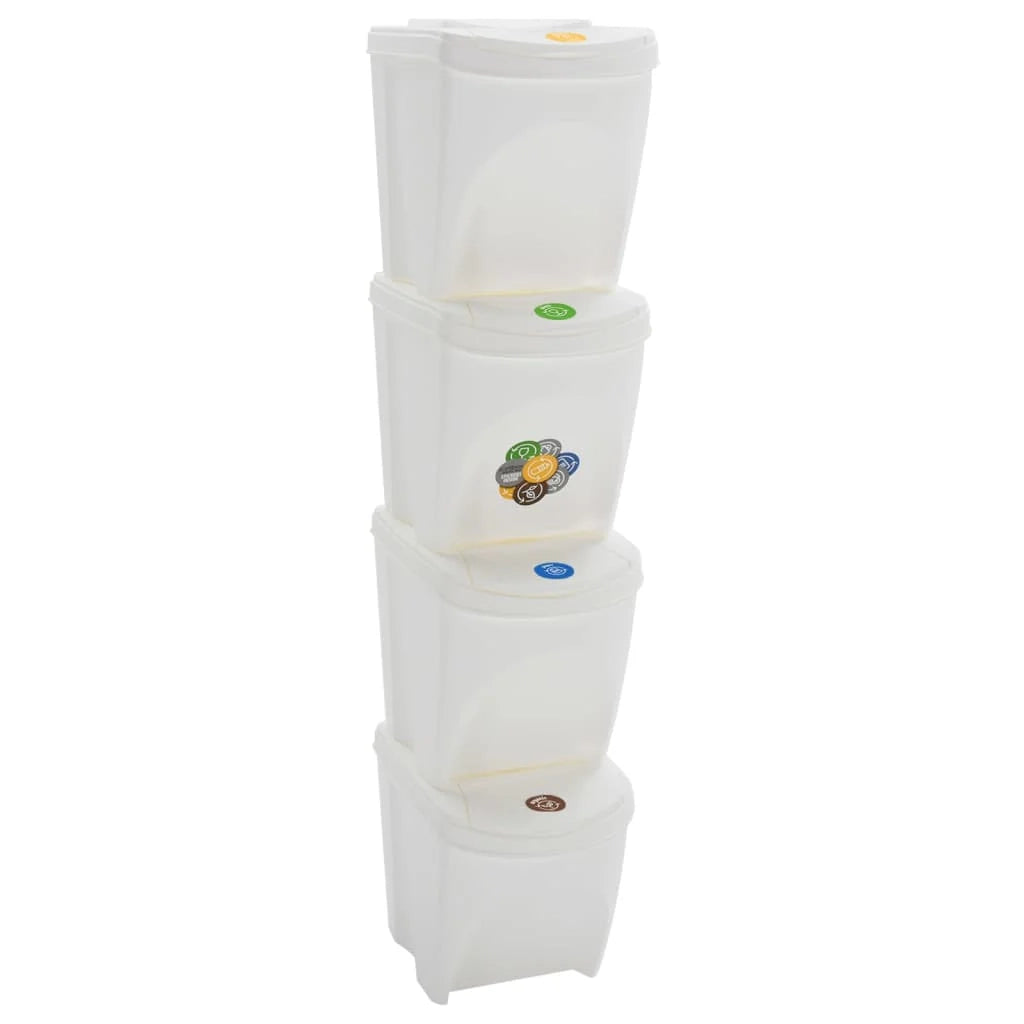 Contenitori per rifiuti impilabili 4 pezzi 100 litri polipropilene bianco 02_0006036