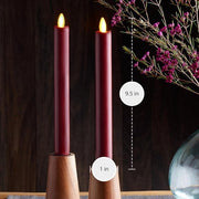 Set di 2 candele LED a fiamma mobile - senza fiamma e bordo fuso - rosso