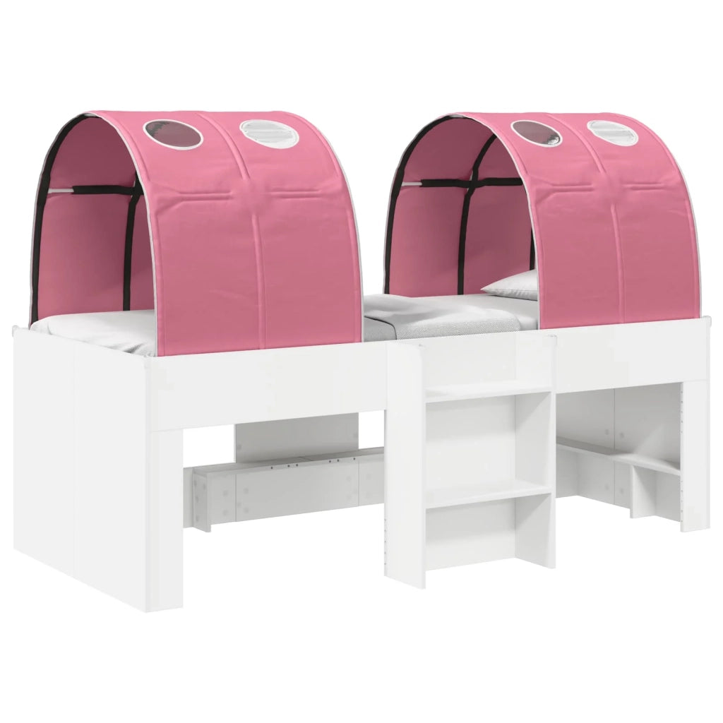 Letto Alto per Bambini | Letto Infantile | Lettino con Tunnel Bianco e Rosa