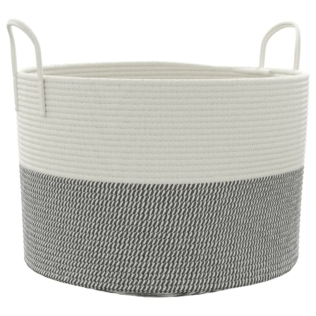 Cestino Portaoggetti Grigio e Bianco ?51x33 cm in Cotone CFW5204281