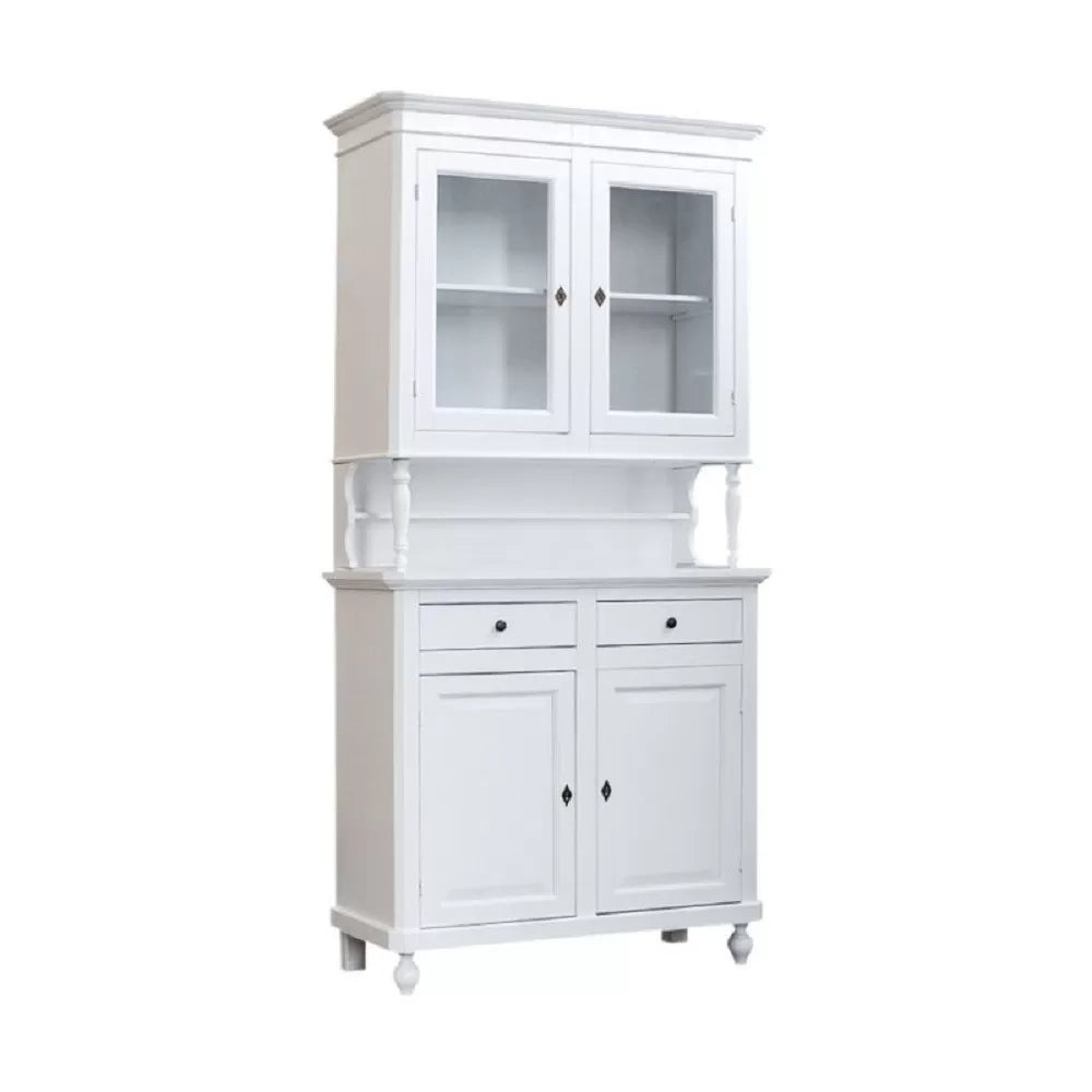Set 1 cristalliera 1 credenza classica legno shabby chic bianco opaco - Mobili 2G