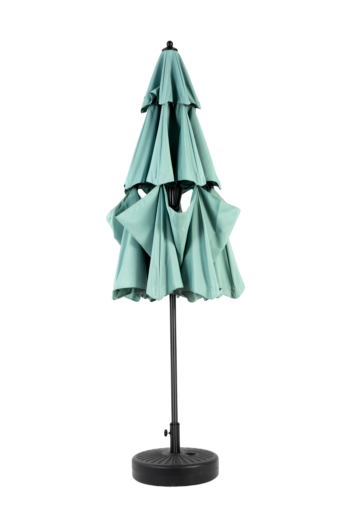Ombrellone in alluminio a 3 livelli con inclinazione automatica, alto 3 metri (verde chiaro) (senza base)