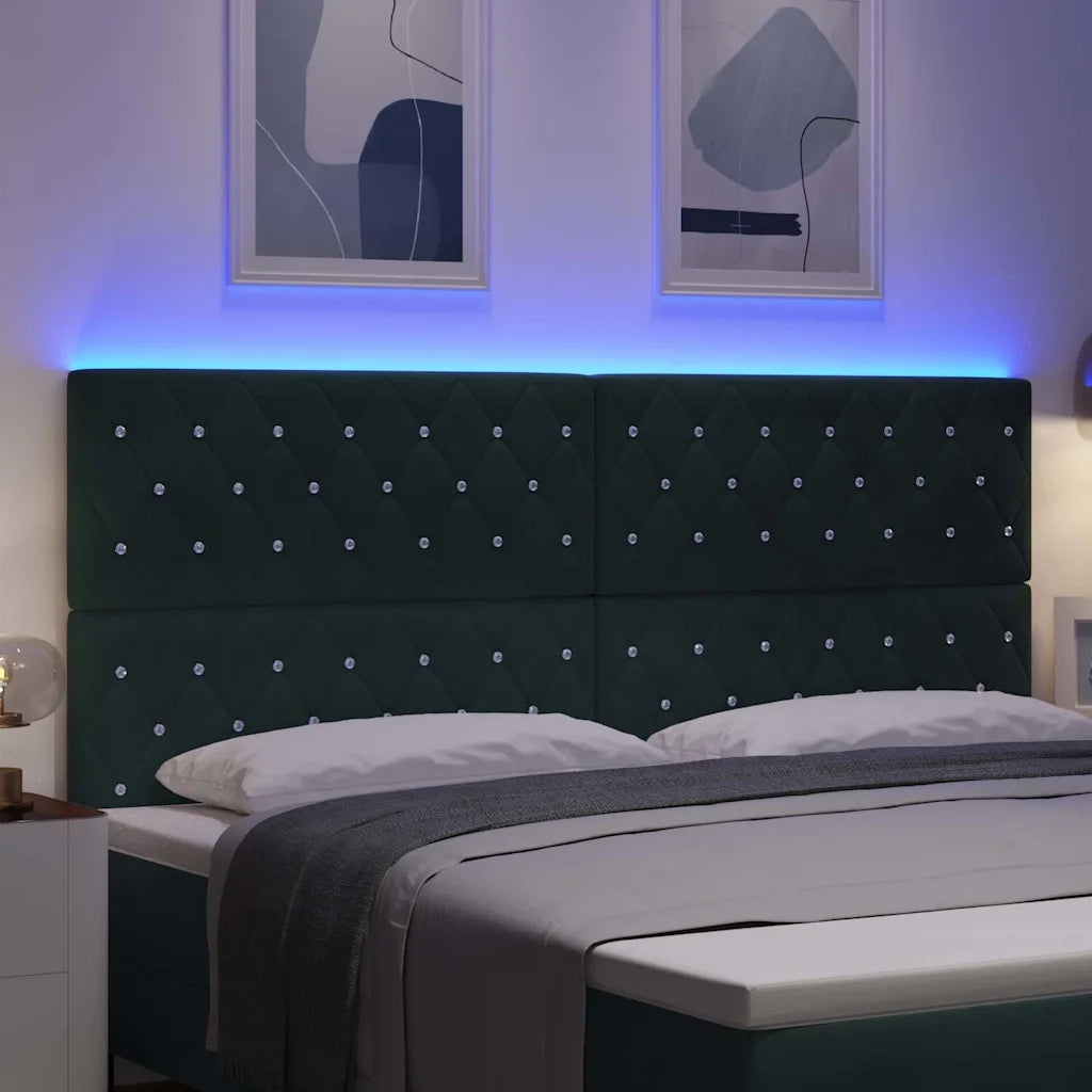 Testiera | Testata LED con strisce LED Verde Scuro 200 cm Velluto