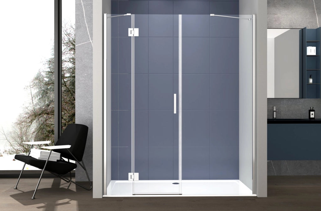 Box doccia 2 lati 70x100 cm fisso + porta un battente H200 cm cristallo 6mm profilo CROMATO PIPPO