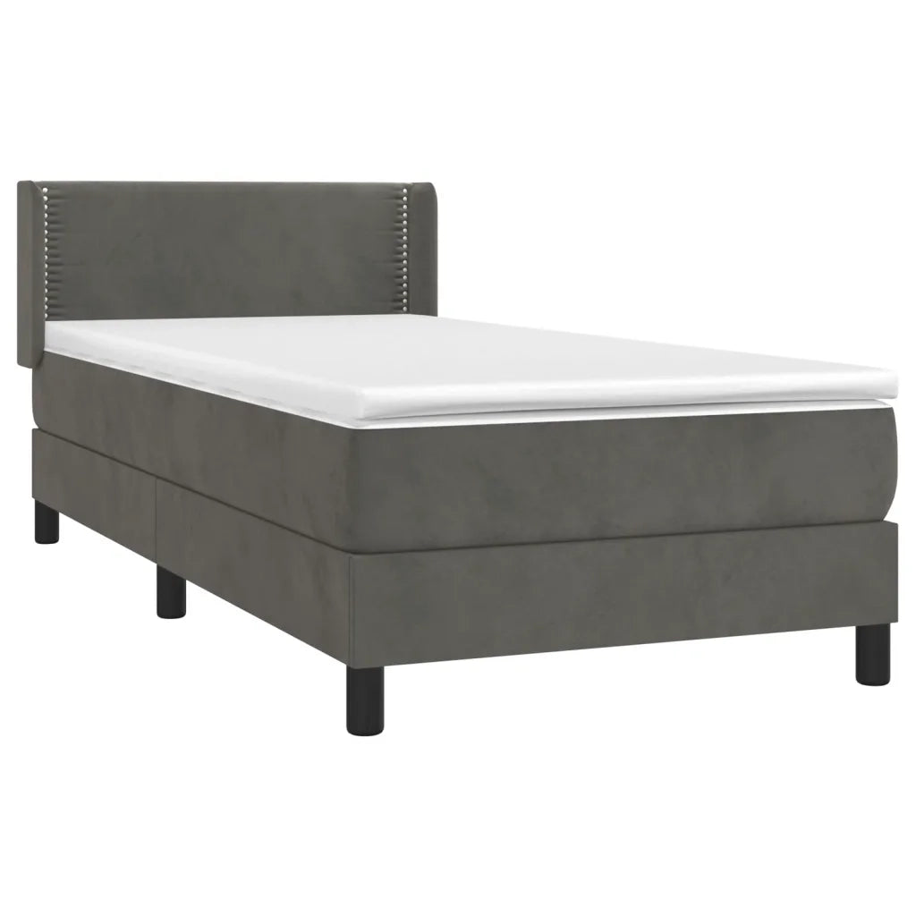 Giroletto a Molle con Materasso Grigio Scuro 100x200 cm Velluto