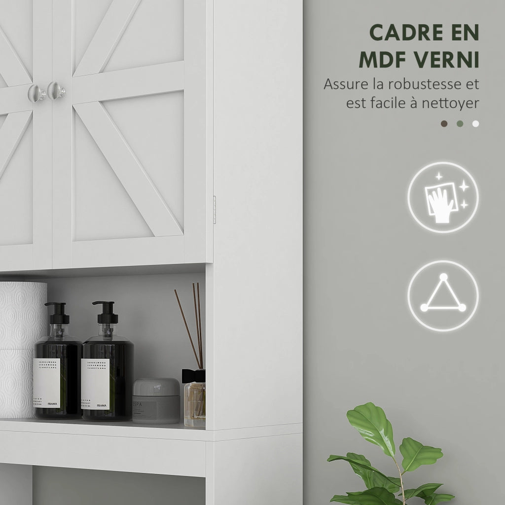 Armadio da Bagno 2 Porte con Ripiani ¨C zephmum ¨C 58.5x23x170 cm Bianco
