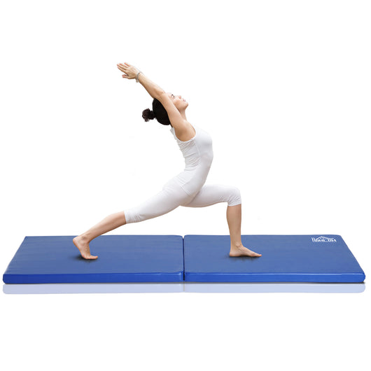 Tappetino Ginnastica Pieghevole Antiscivolo 180x60x5 cm Materassino Fitness Blu
