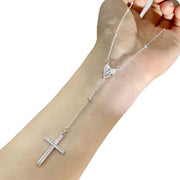 Collana con ciondolo a forma di cuore e croce in zirconi cubici micro-dipinti