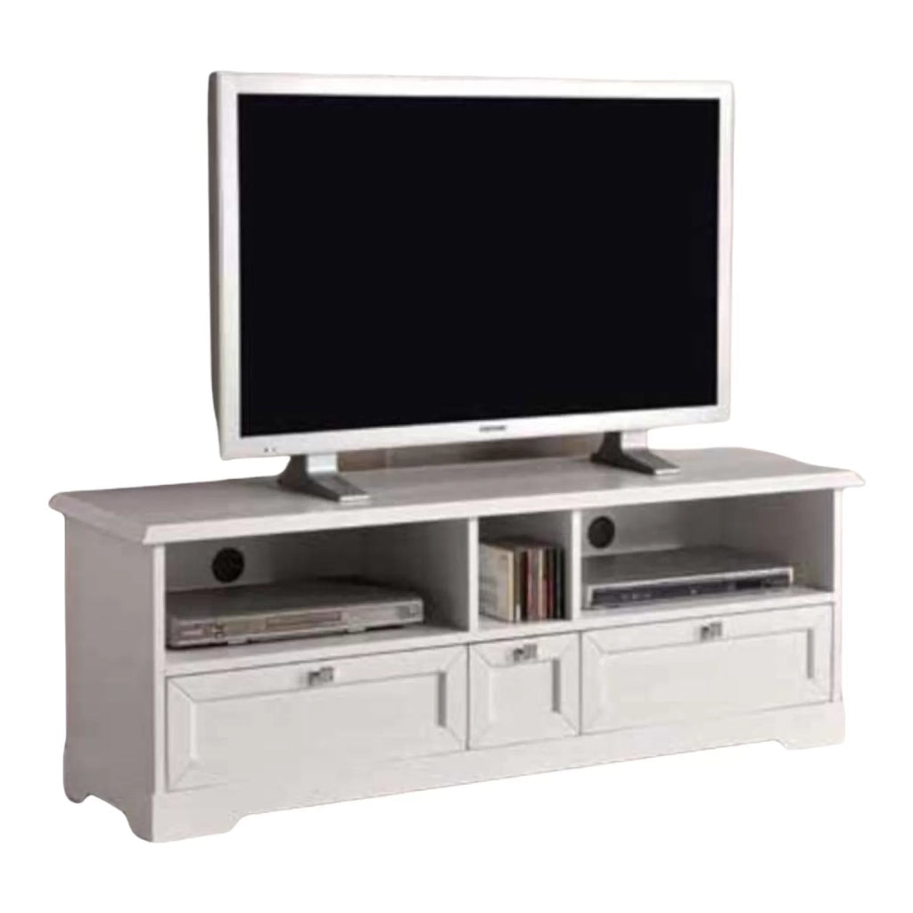 Porta tv 3 cassetti in legno arte povera bianco opacol.139 p.40 h.51 - Mobili 2G