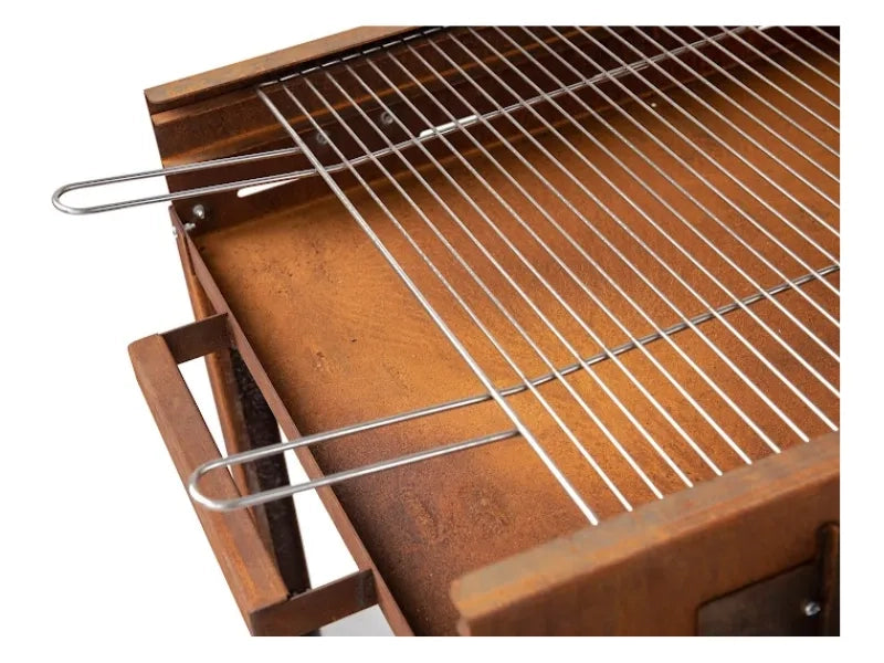 Barbecue a carbone e legna Clementi Super Flipper 60x53 in acciaio Corten