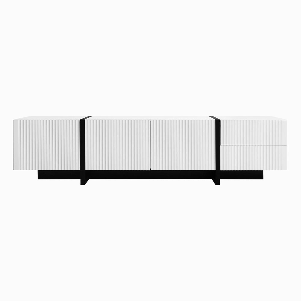 Mobile TV 3 Porte 2 Cassetti - Xylo - Panello particelle Bianco+Nero