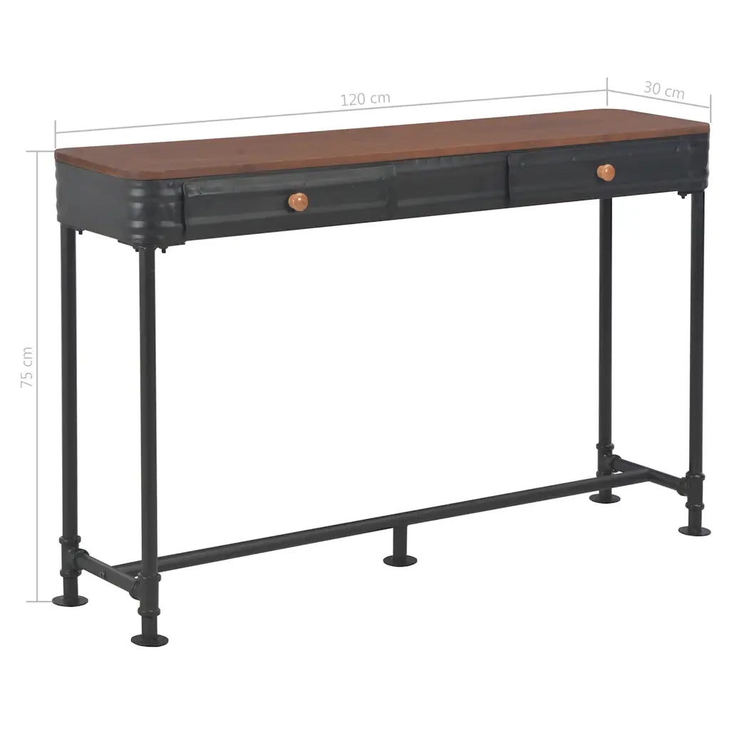 Tavolo Consolle 2 Cassetti 120x30x75 cm in Massello di Abete 247619