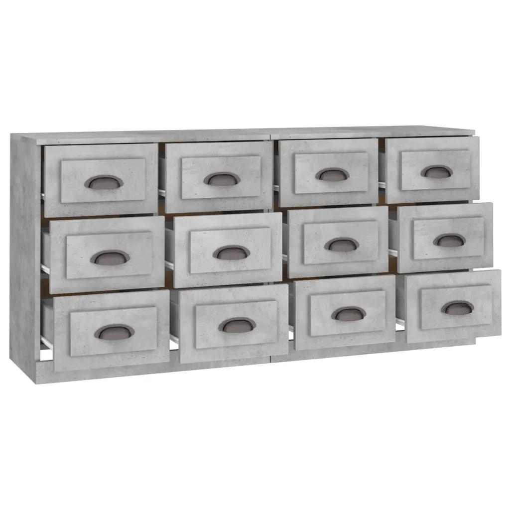 Credenze 2 pz | Madia | Buffet da pranzo | Armadio da pranzo Grigio Cemento in Legno Multistrato