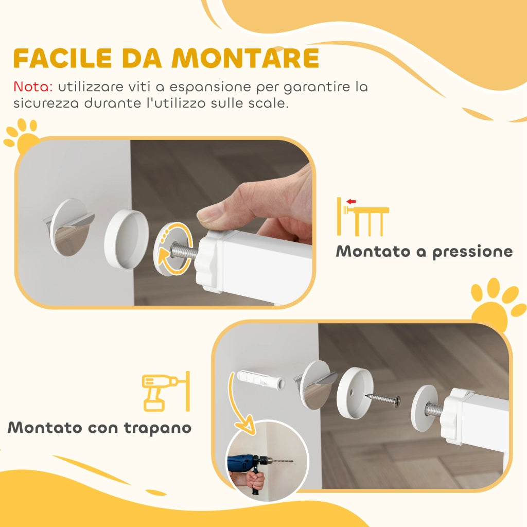Cancelletto di Sicurezza per Cani, Fissaggio a Pressione Larghezza Regolabile 76-97cm