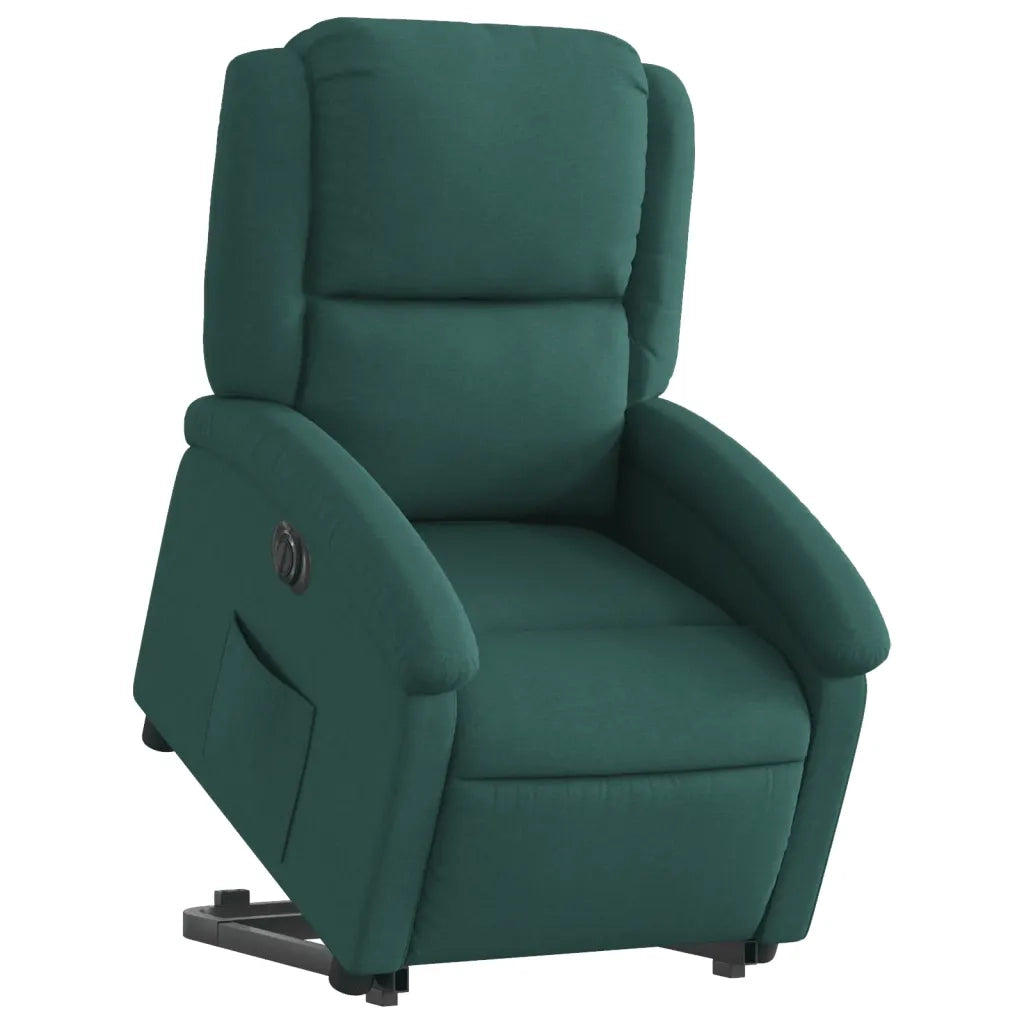 Poltrona Alzapersona Reclinabile Elettrica Verde Scuro Tessuto 3204194