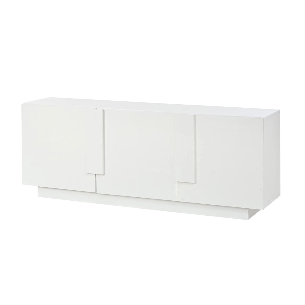 Credenza da Soggiorno con 3 Ante e 6 Ripiani ¨C MINIMAL ¨C Bianco Lucido, 160x60x35