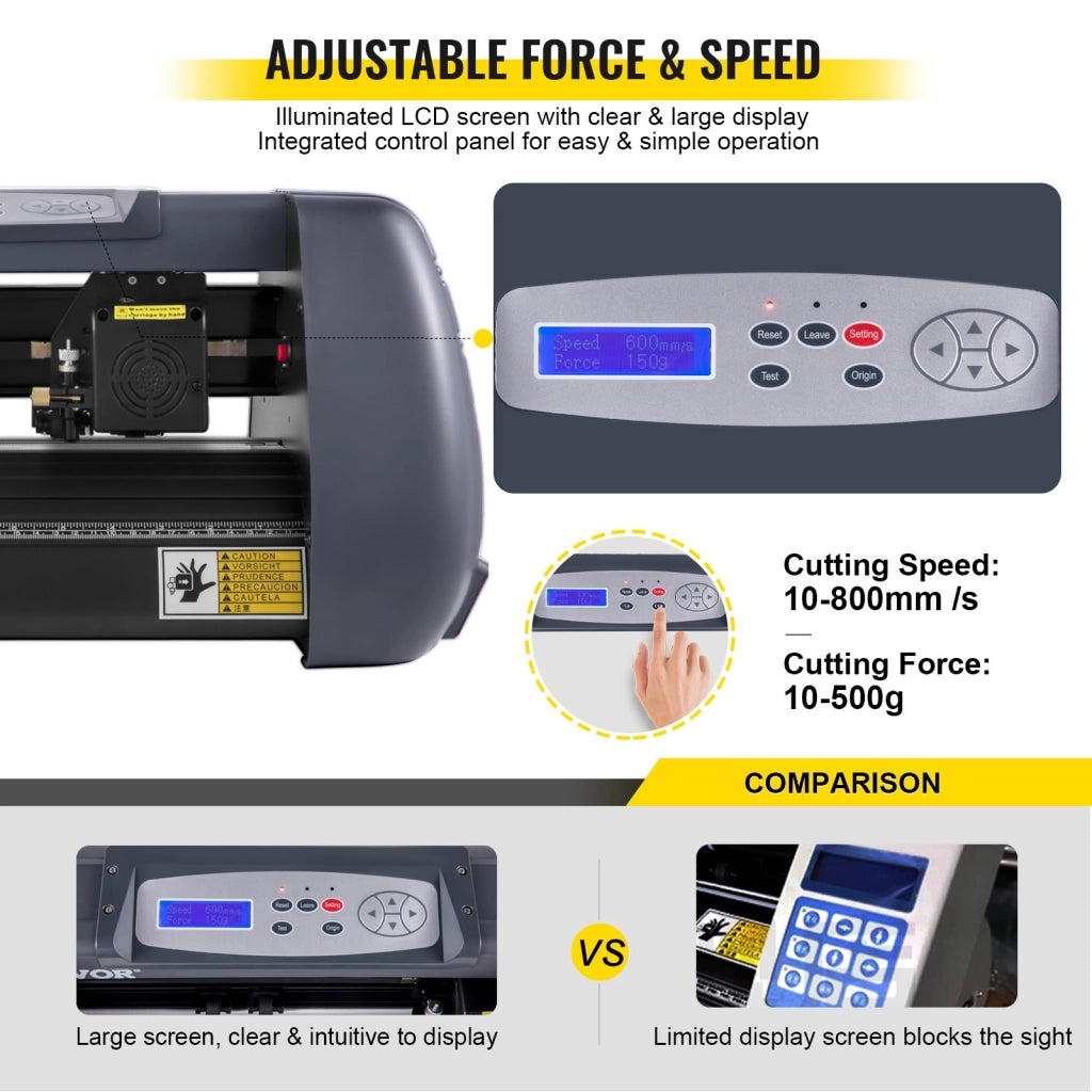 Plotter da Taglio per Vinile 375 mm, Macchina da Taglio Digitale con Display LCD e Software, per Fai da Te Vinile Carta e Decalcomanie