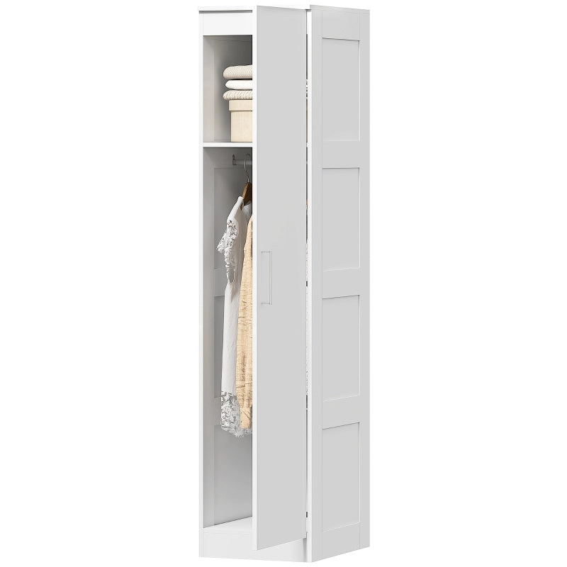 Armadio multiuso con barra appendiabiti, ripiano e porta con chiusura soft-close 40 x 52 x 180 cm bianco