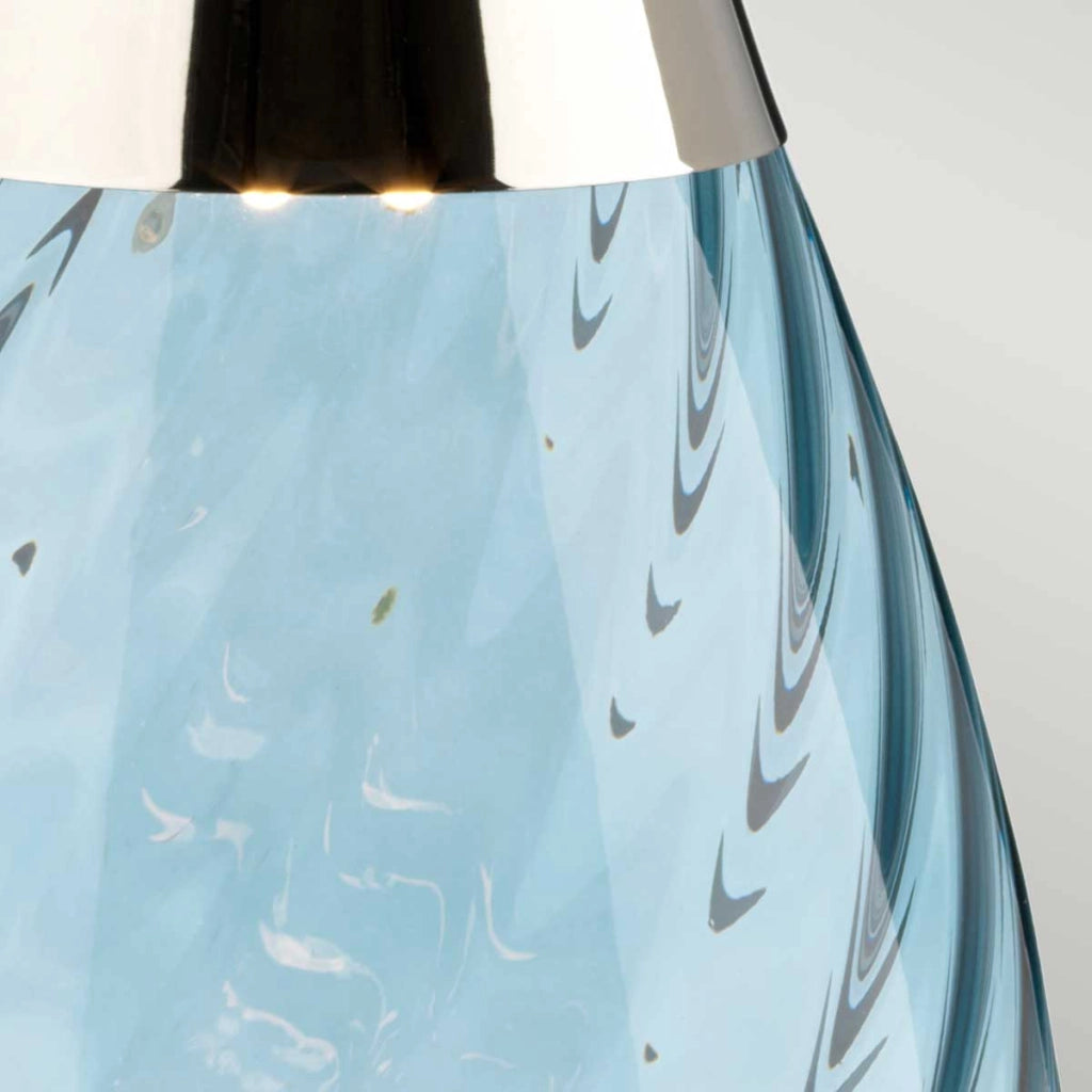 Lampada da tavolo Lena blu vetro, paralume 60cm E27 Elstead