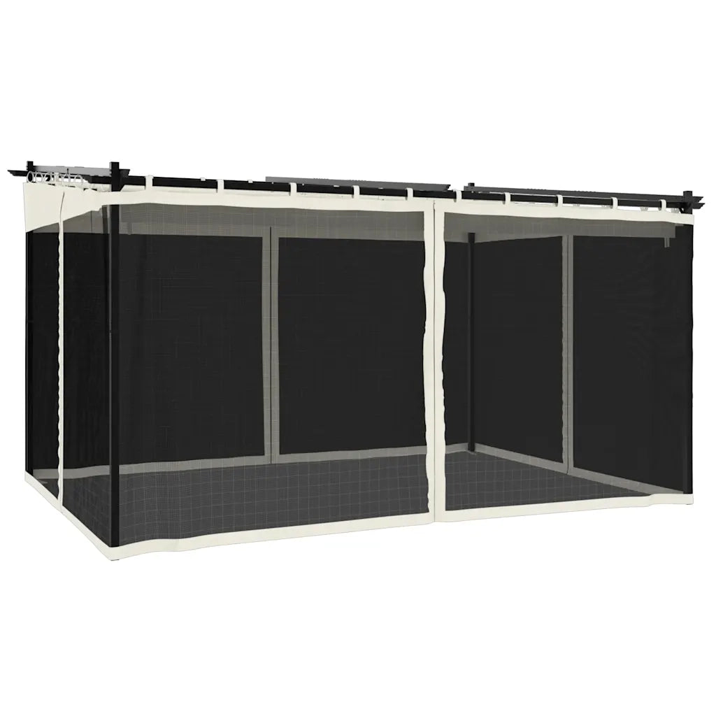Gazebo | Pergolato con Pareti in Rete Crema 4x3 m in Acciaio