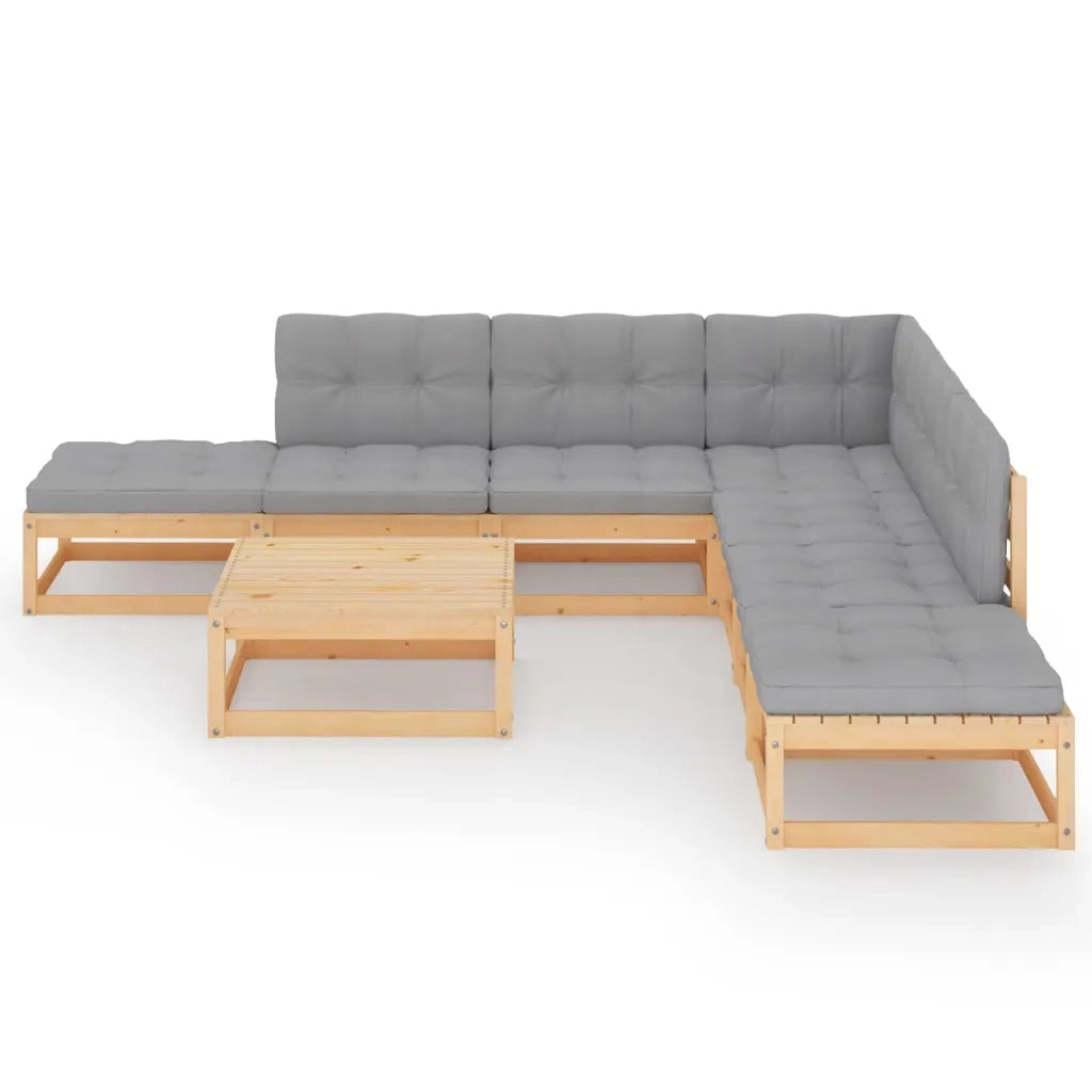 Set Divani da Giardino 8 pz con Cuscini Legno Massello di Pino 3076559