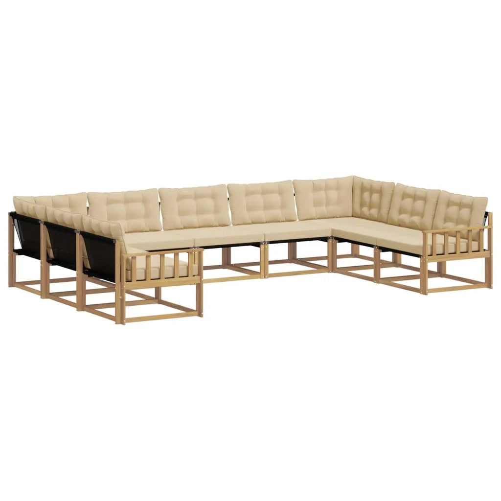 Set di divani da esterno con cuscino 9 pcs Bianco e Beige
